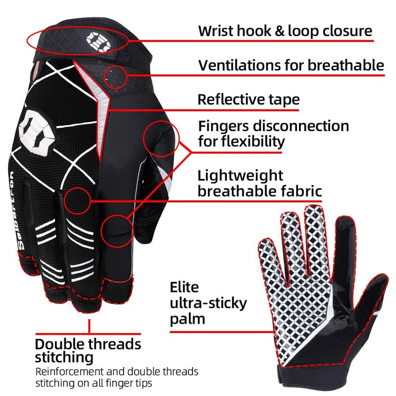 Seibertron Pro 3.0 Elite Ultra-Stick Sports Receiver Glove Football Gloves Youth and Adult Black XL - Image 3